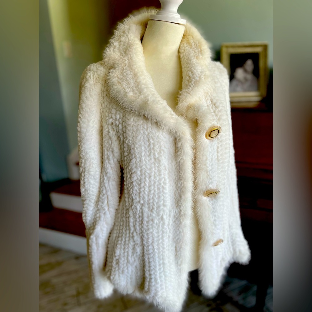 Glamorous rabbit fur cardigan, worn once, excellent condition